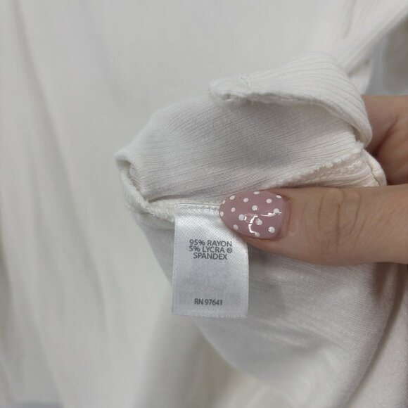 J Jill Wearever Collection Cream Short Sleeve Shirt Size XL Ribbed Stretch - Picture 5 of 9